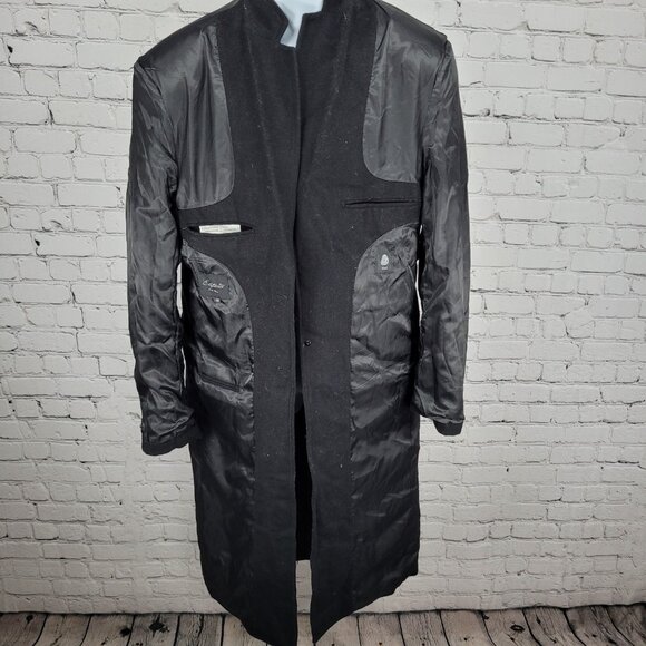 Elegance Antica Sartoria Black Wool Blend Italian Design Buttoned Over Coat 48 - Picture 7 of 16